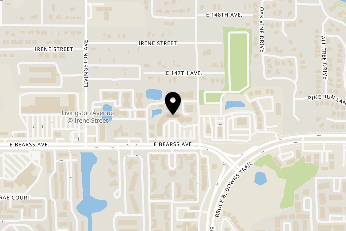 Map showing the location of Sushi Avenue on 2826 E Bearss Ave in Tampa